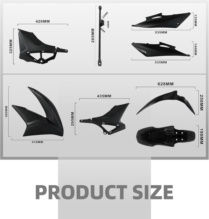 BAOUFF Dirt Bike Plastics Kit for Hawk 250,Fairing Body Work Fender Sets with Fuel Tank Guard for Hawk 250cc - Imitation Carbon Fiber - Image 2